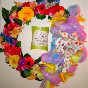 Grapevine floral Deco mesh wreath